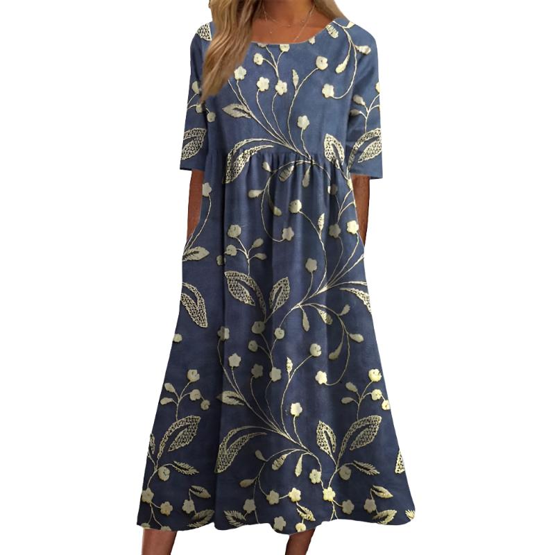 Julie™ - Elegant Broderet Midi Kjole